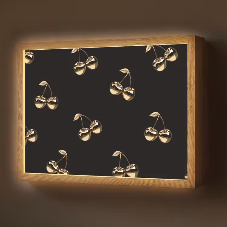 Lightbox - Wandlamp - Patroon - Kersen - Goud - Chrome — 1