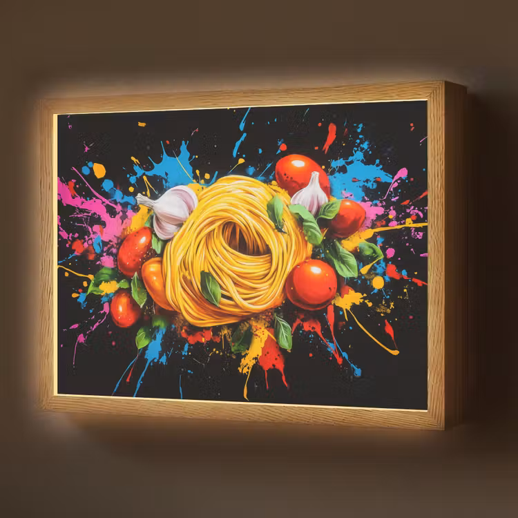 Lightbox - Wandlamp - Spaghetti - Graffiti - Verf - Kleurrijk - Eten - Modern — 1