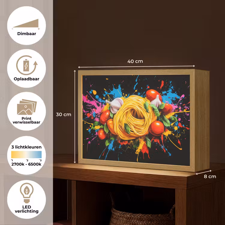 Lightbox - Wandlamp - Spaghetti - Graffiti - Verf - Kleurrijk - Eten - Modern — 10