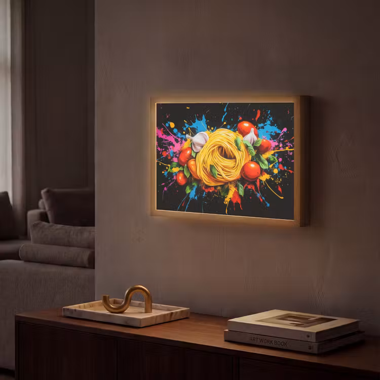 Lightbox - Wandlamp - Spaghetti - Graffiti - Verf - Kleurrijk - Eten - Modern — 2