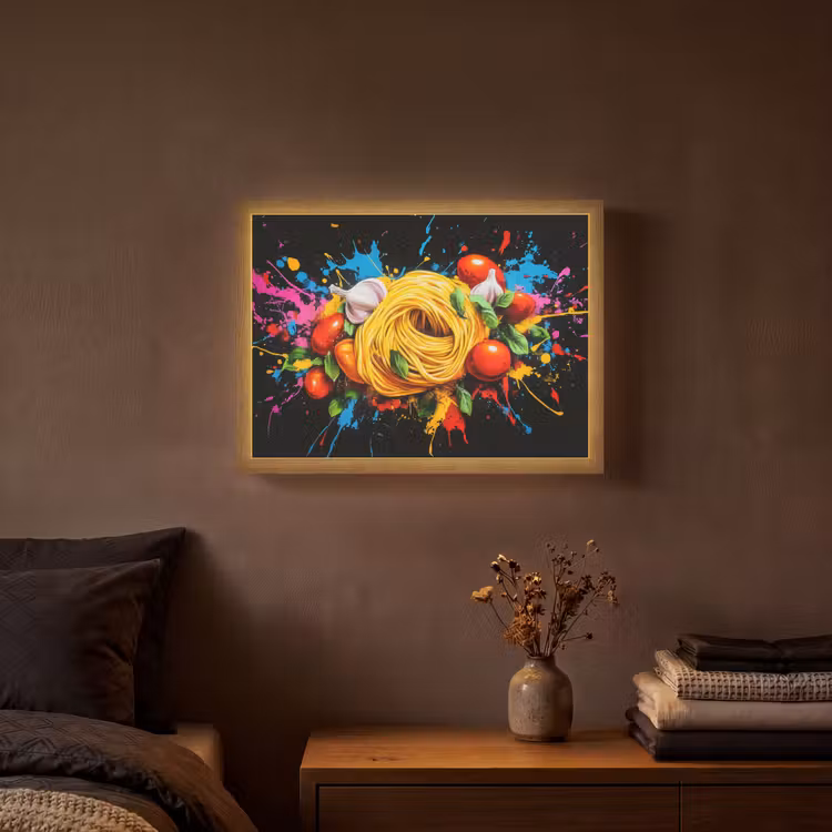 Lightbox - Wandlamp - Spaghetti - Graffiti - Verf - Kleurrijk - Eten - Modern — 3