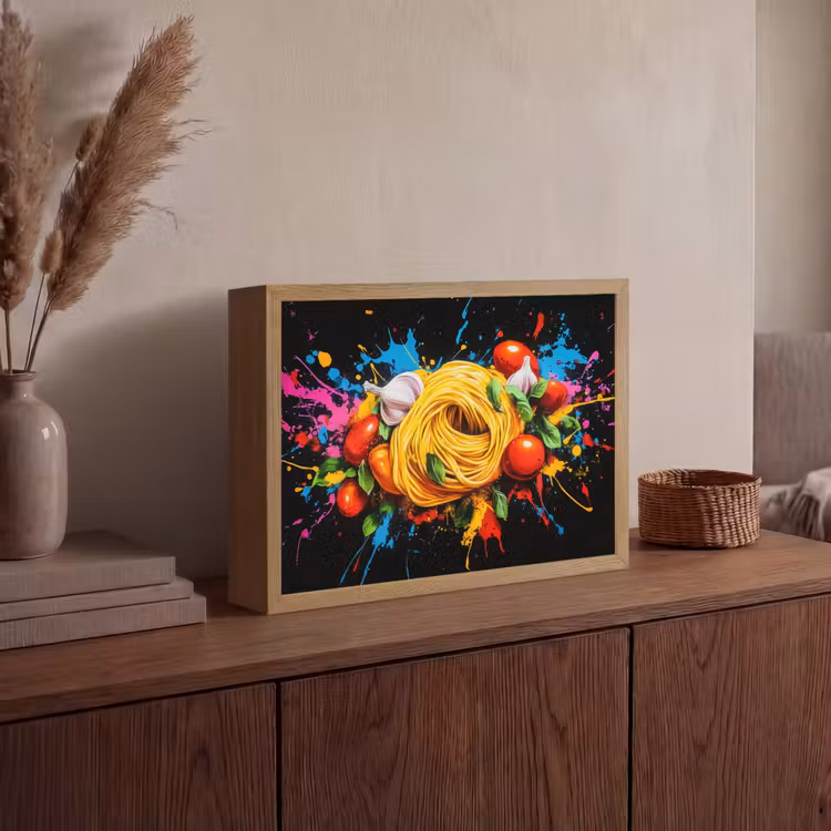 Lightbox - Wandlamp - Spaghetti - Graffiti - Verf - Kleurrijk - Eten - Modern — 4