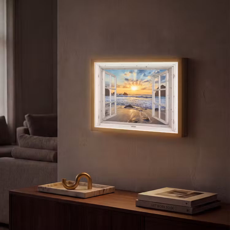 Lightbox - Wandlamp - Strand - Doorkijk - Zonsondergang - Landschap - Zee - Natuur — 2
