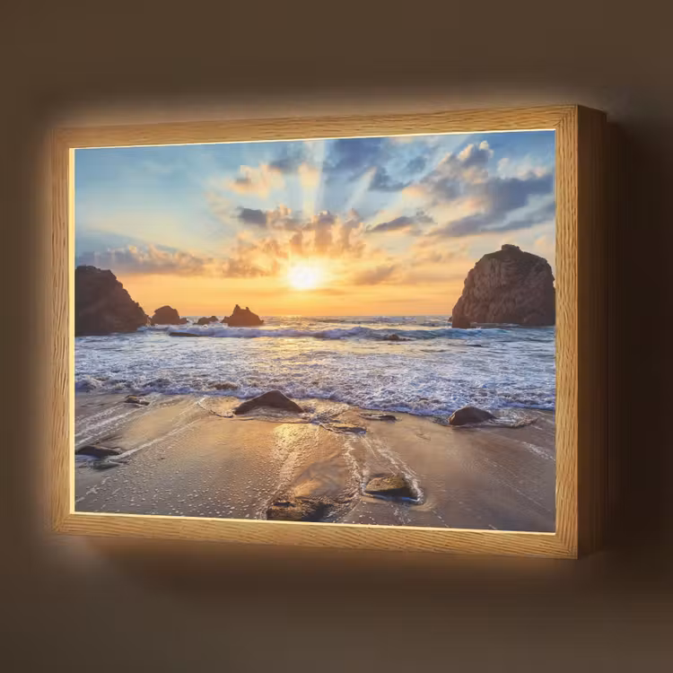 Lightbox - Wandlamp - Strand - Zonsondergang - Natuur - Zee - Landschap — 1