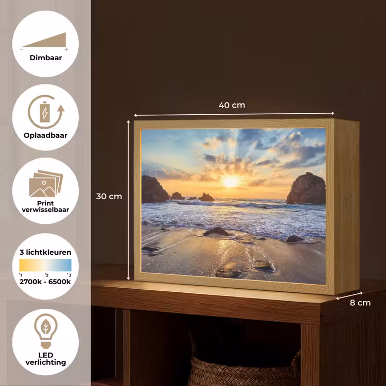 Lightbox - Wandlamp - Strand - Zonsondergang - Natuur - Zee - Landschap — 10