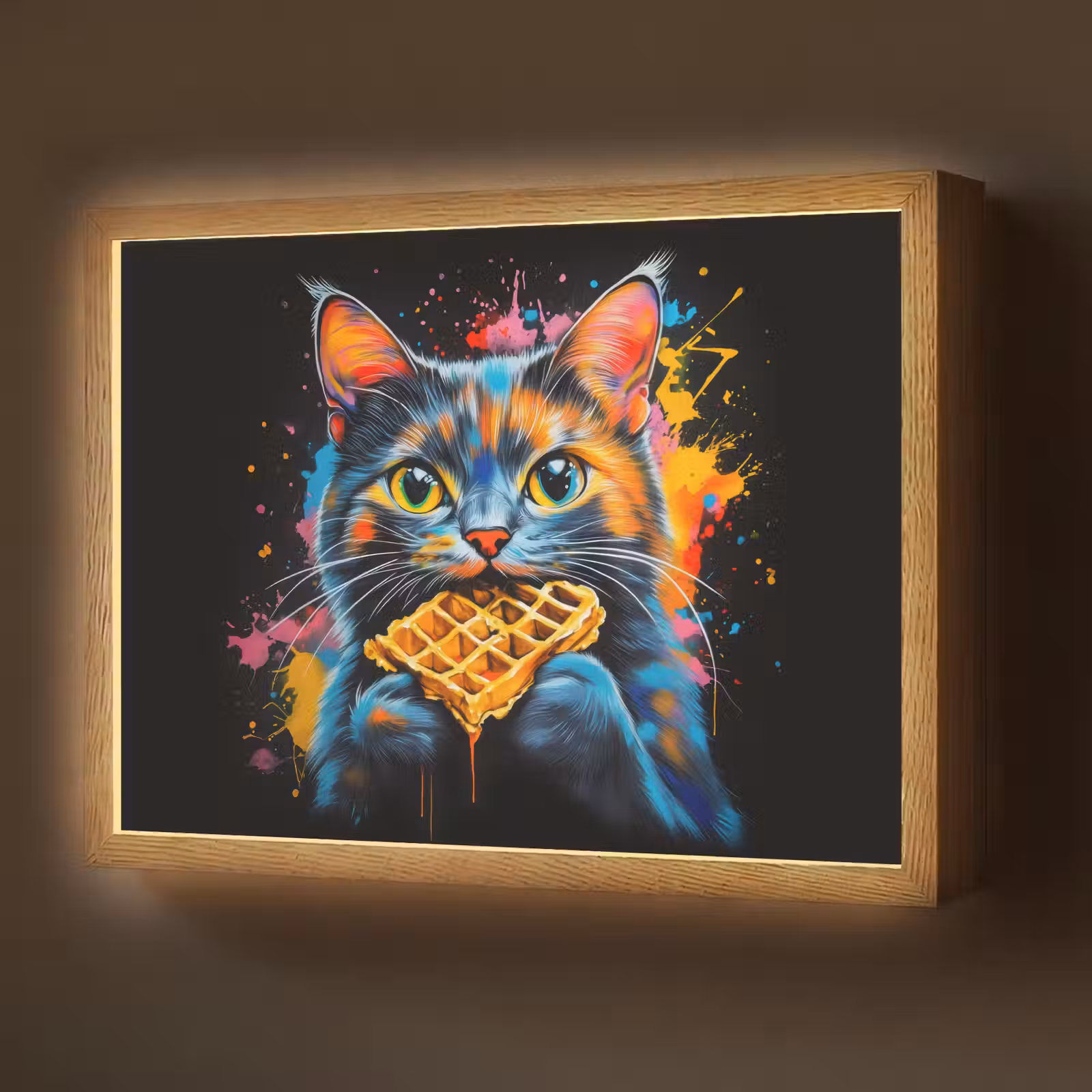Lightbox - Wandlamp - Kat - Graffiti - Kleurrijk - Wafel - Eten — 1