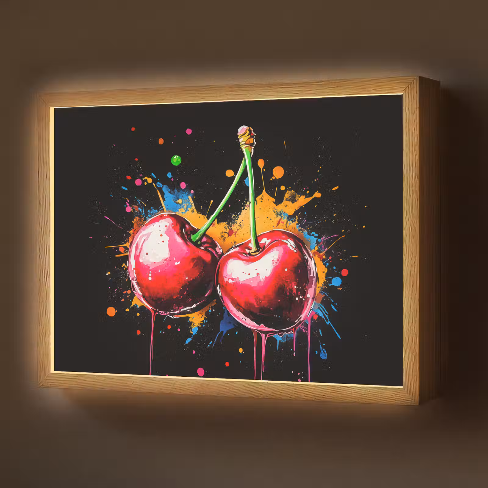 Lightbox - Wandlamp - Kersen - Fruit - Graffiti - Verf - Abstract - Modern - Kleurrijk — 1