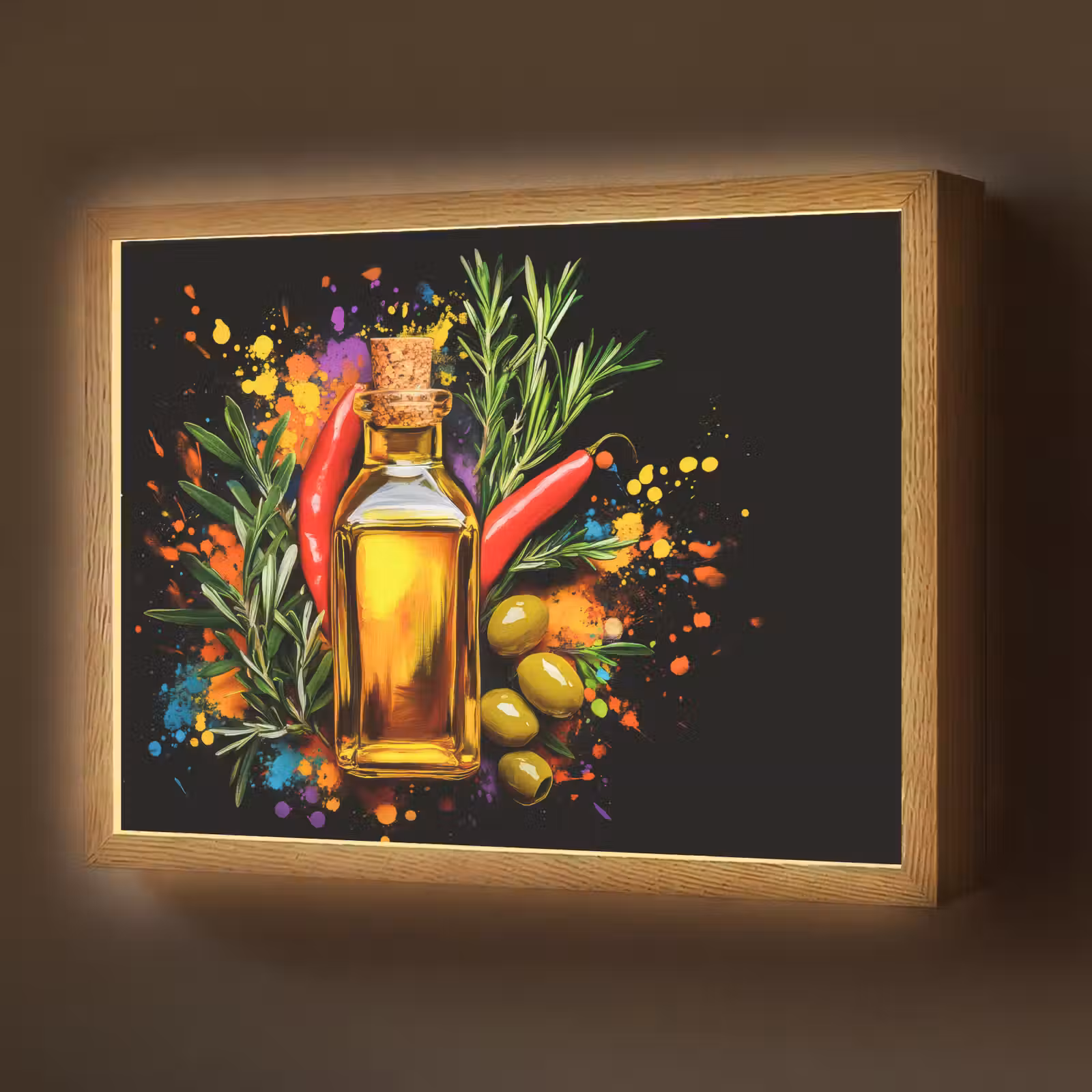 Lightbox - Wandlamp - Olijfolie - Graffiti - Peper - Olijven - Modern — 1