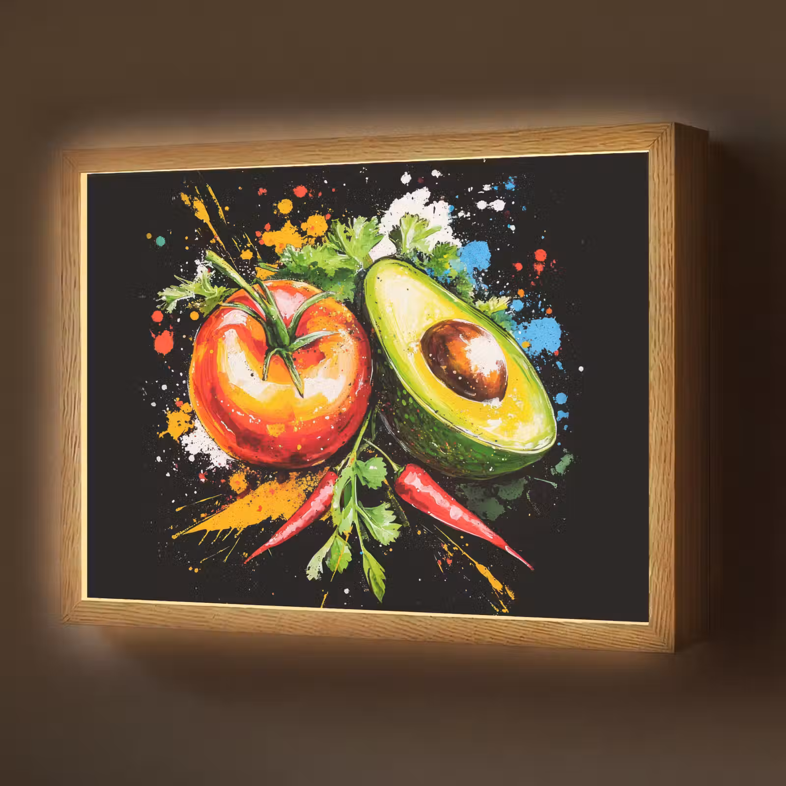 Lightbox - Wandlamp - Tomaat - Avocado - Peper - Graffiti - Verf - Modern — 1