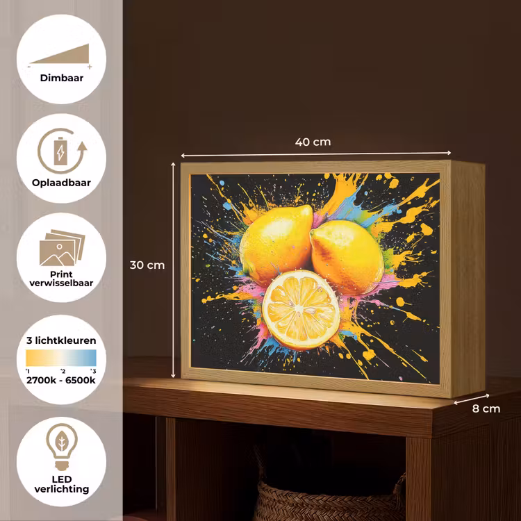 Lightbox - Wandlamp - Citroen - Graffiti - Kleurrijk - Verf - Modern — 10
