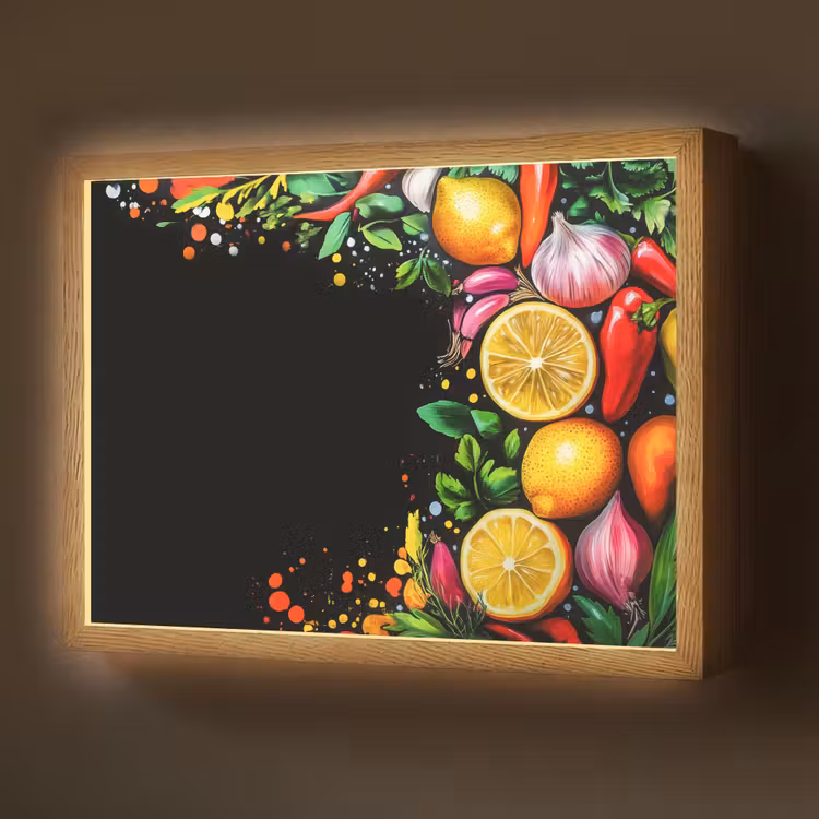 Lightbox - Wandlamp - Citroenen - Peper - Kruiden - Graffiti - Verf - Abstract — 1
