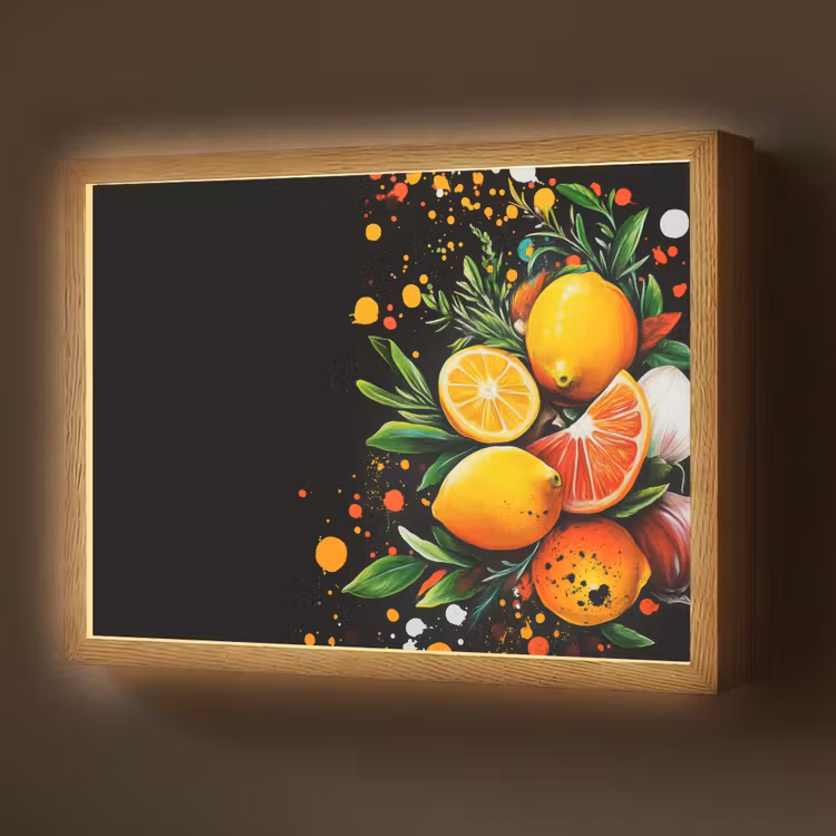 Lightbox - Wandlamp - Citroenen - Zwart - Kruiden - Graffiti - Verf — 1