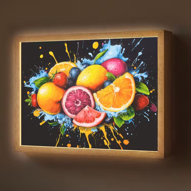 Lightbox - Wandlamp - Fruit - Graffiti - Kleurrijk - Sinaasappel - Aardbei - Abstract — 1