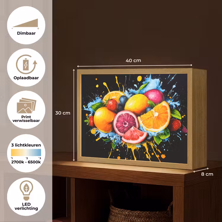 Lightbox - Wandlamp - Fruit - Graffiti - Kleurrijk - Sinaasappel - Aardbei - Abstract — 10