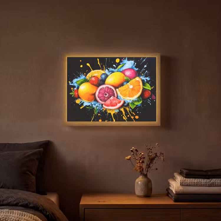Lightbox - Wandlamp - Fruit - Graffiti - Kleurrijk - Sinaasappel - Aardbei - Abstract — 3