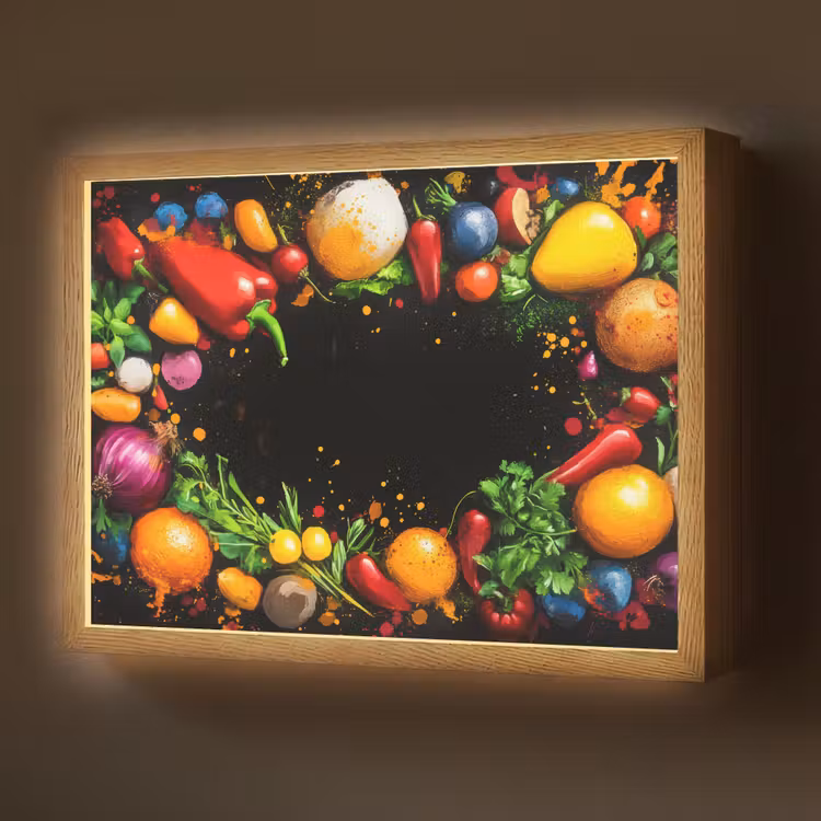 Lightbox - Wandlamp - Groente - Graffiti - Kleurrijk - Koken - Abstract — 1
