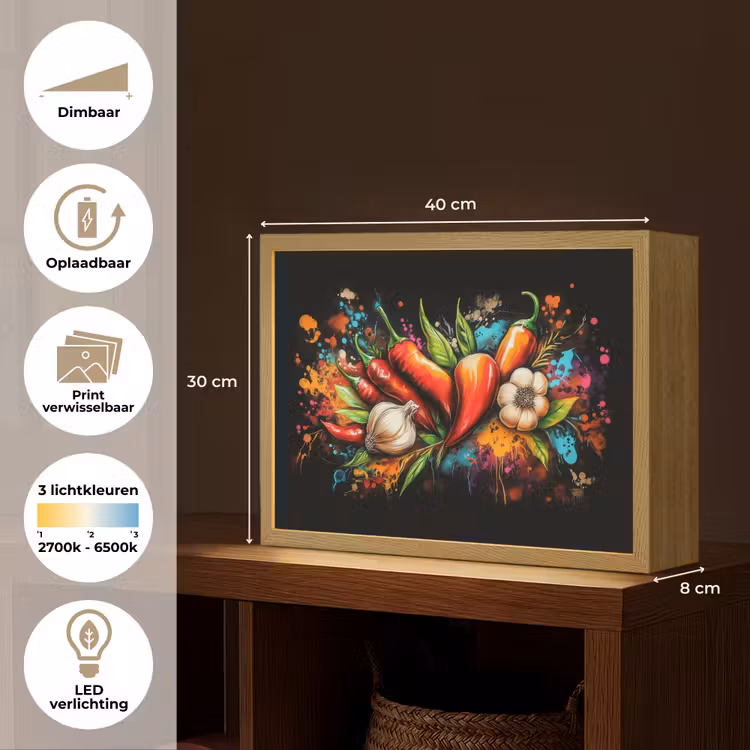 Lightbox - Wandlamp - Groente - Peper - Knoflook - Graffiti - Verf - Kleurrijk — 10