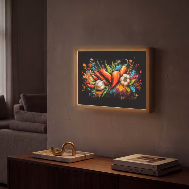 Lightbox - Wandlamp - Groente - Peper - Knoflook - Graffiti - Verf - Kleurrijk — 2