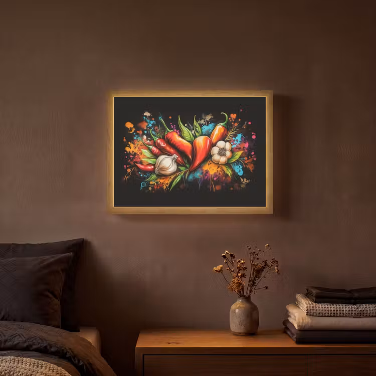 Lightbox - Wandlamp - Groente - Peper - Knoflook - Graffiti - Verf - Kleurrijk — 3