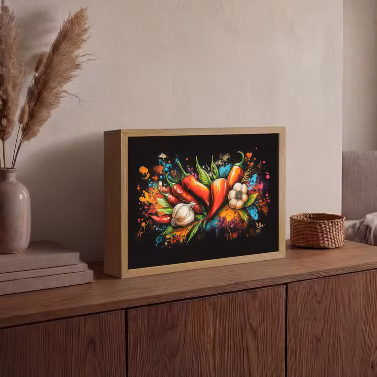 Lightbox - Wandlamp - Groente - Peper - Knoflook - Graffiti - Verf - Kleurrijk — 4