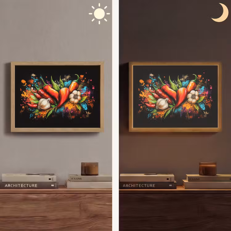 Lightbox - Wandlamp - Groente - Peper - Knoflook - Graffiti - Verf - Kleurrijk — 6
