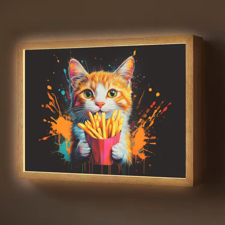 Lightbox - Wandlamp - Kat - Eten - Patat - Graffiti - Abstract — 1