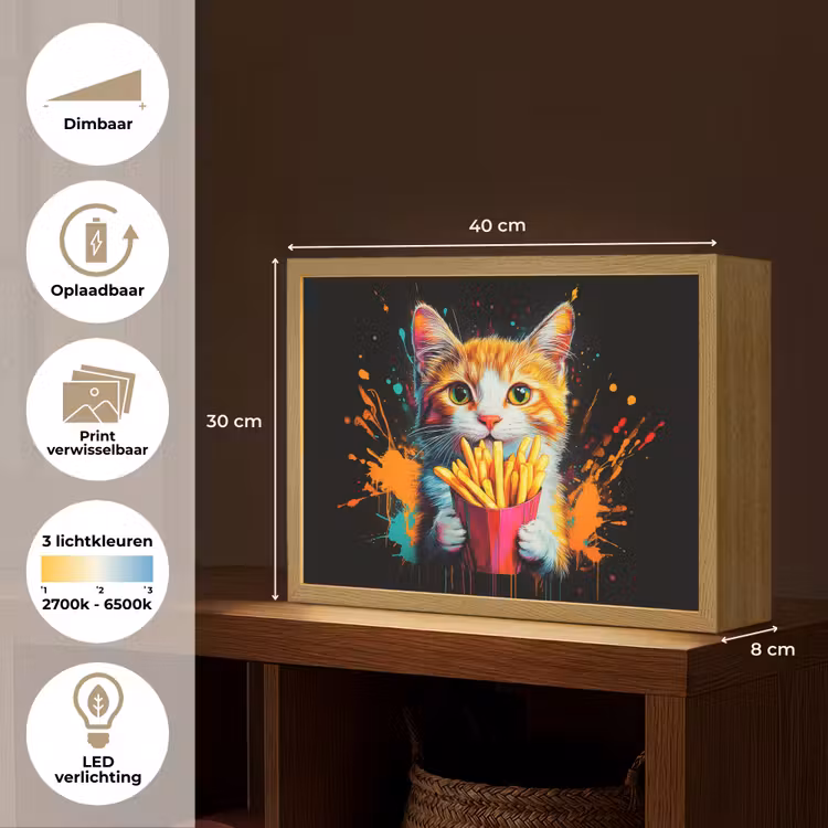 Lightbox - Wandlamp - Kat - Eten - Patat - Graffiti - Abstract — 10