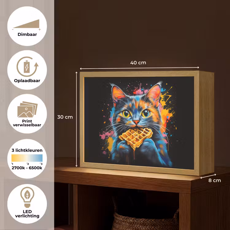 Lightbox - Wandlamp - Kat - Graffiti - Kleurrijk - Wafel - Eten — 10