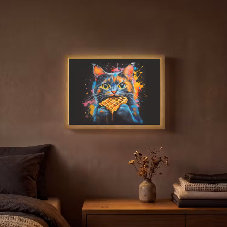 Lightbox - Wandlamp - Kat - Graffiti - Kleurrijk - Wafel - Eten — 3