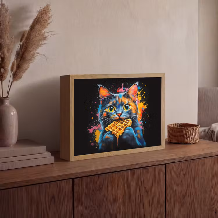 Lightbox - Wandlamp - Kat - Graffiti - Kleurrijk - Wafel - Eten — 4