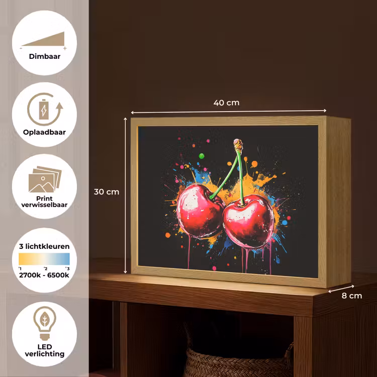 Lightbox - Wandlamp - Kersen - Fruit - Graffiti - Verf - Abstract - Modern - Kleurrijk — 10