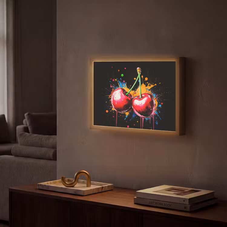 Lightbox - Wandlamp - Kersen - Fruit - Graffiti - Verf - Abstract - Modern - Kleurrijk — 2