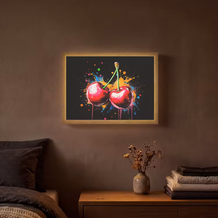 Lightbox - Wandlamp - Kersen - Fruit - Graffiti - Verf - Abstract - Modern - Kleurrijk — 3