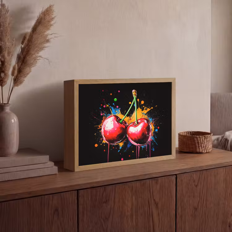 Lightbox - Wandlamp - Kersen - Fruit - Graffiti - Verf - Abstract - Modern - Kleurrijk — 4