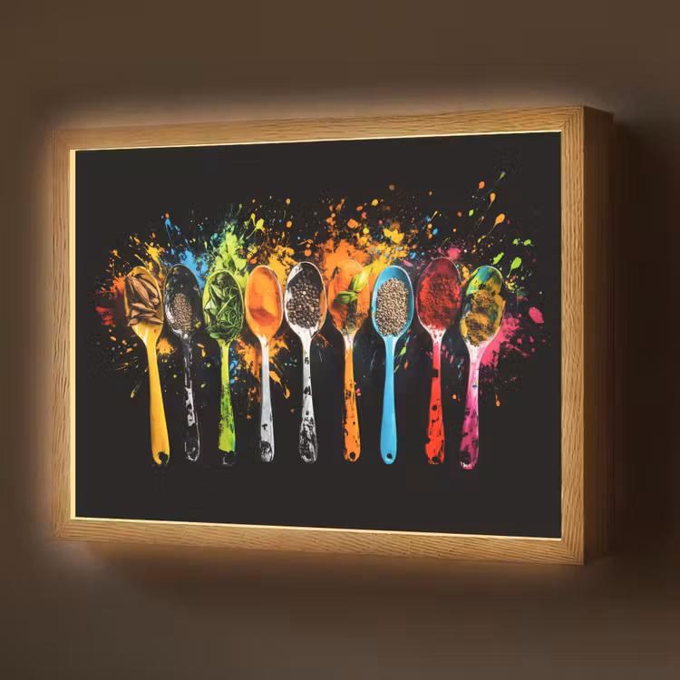 Lightbox - Wandlamp - Lepels - Kruiden - Modern - Graffiti - Verf - Kleurrijk — 1