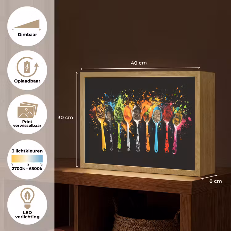 Lightbox - Wandlamp - Lepels - Kruiden - Modern - Graffiti - Verf - Kleurrijk — 10