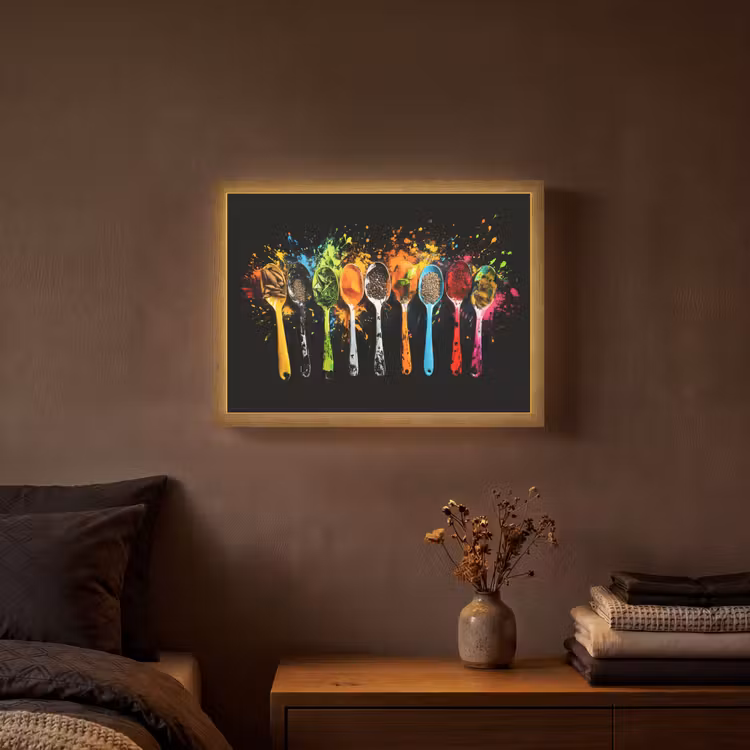 Lightbox - Wandlamp - Lepels - Kruiden - Modern - Graffiti - Verf - Kleurrijk — 3