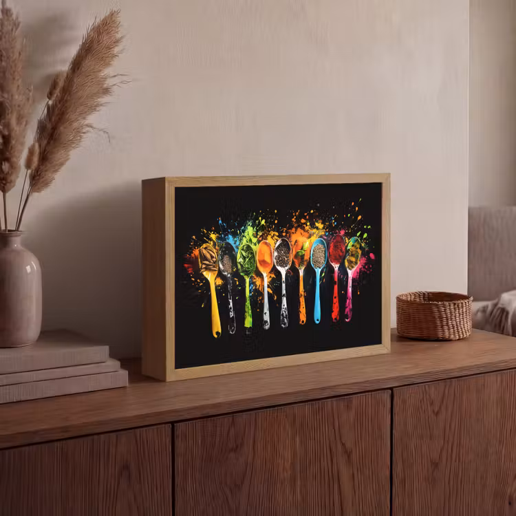 Lightbox - Wandlamp - Lepels - Kruiden - Modern - Graffiti - Verf - Kleurrijk — 4