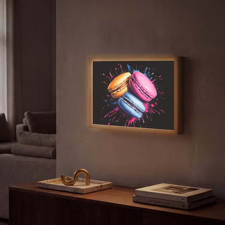 Lightbox - Wandlamp - Macarons - Dessert - Graffiti - Kleurrijk - Roze - Blauw - Geel — 2
