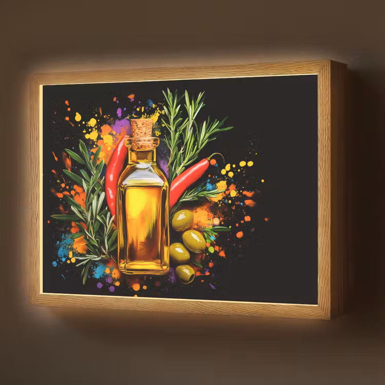 Lightbox - Wandlamp - Olijfolie - Graffiti - Peper - Olijven - Modern — 1