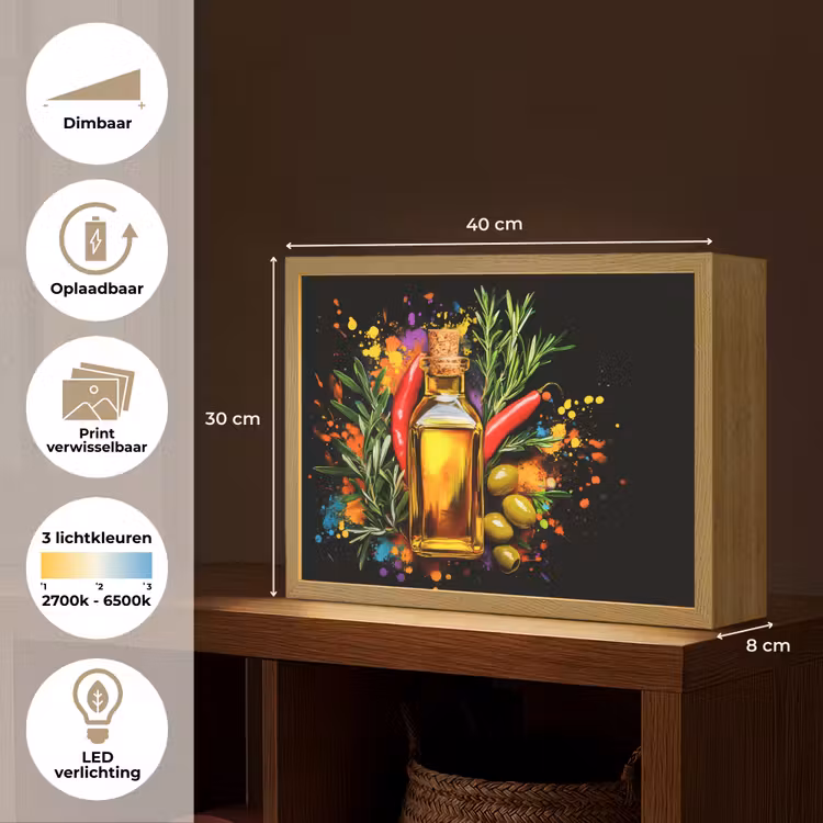 Lightbox - Wandlamp - Olijfolie - Graffiti - Peper - Olijven - Modern — 10