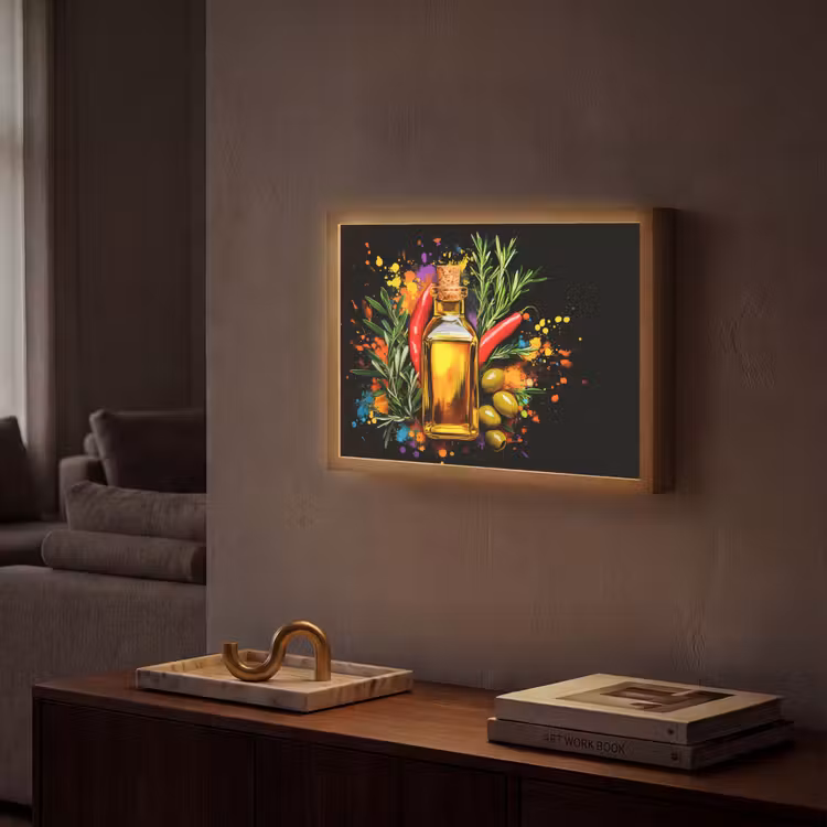 Lightbox - Wandlamp - Olijfolie - Graffiti - Peper - Olijven - Modern — 2