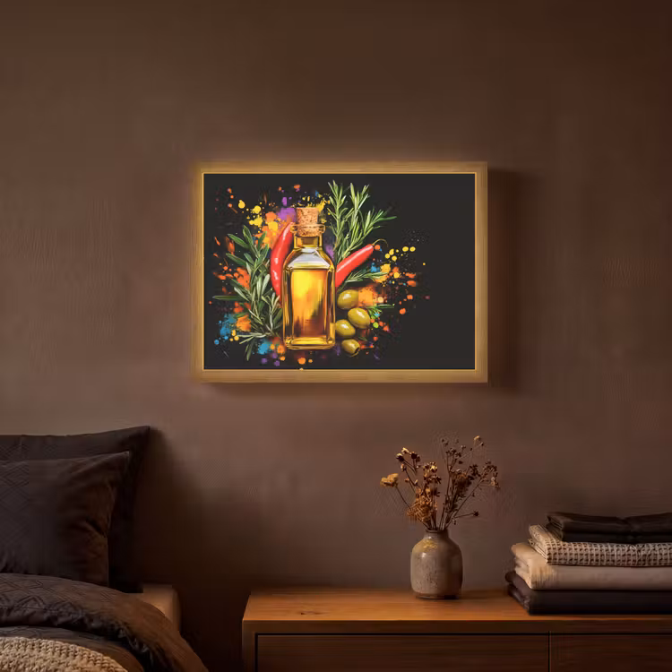 Lightbox - Wandlamp - Olijfolie - Graffiti - Peper - Olijven - Modern — 3
