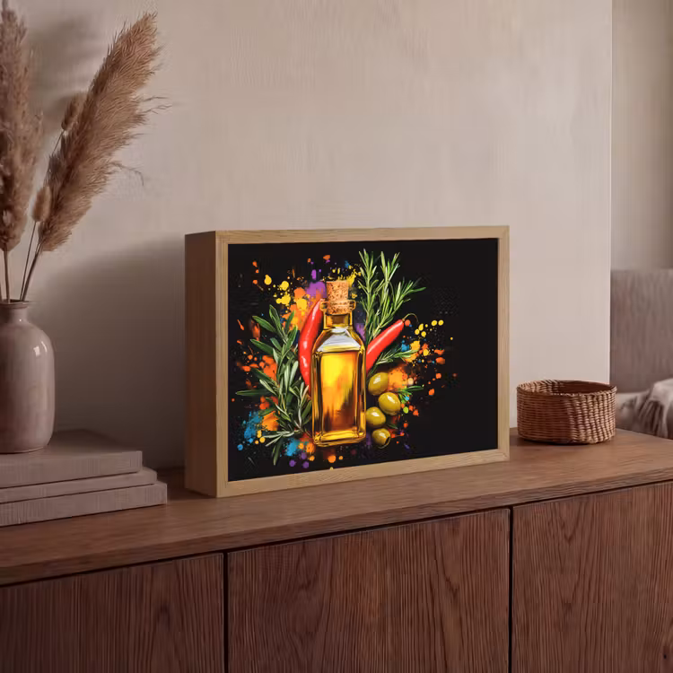 Lightbox - Wandlamp - Olijfolie - Graffiti - Peper - Olijven - Modern — 4