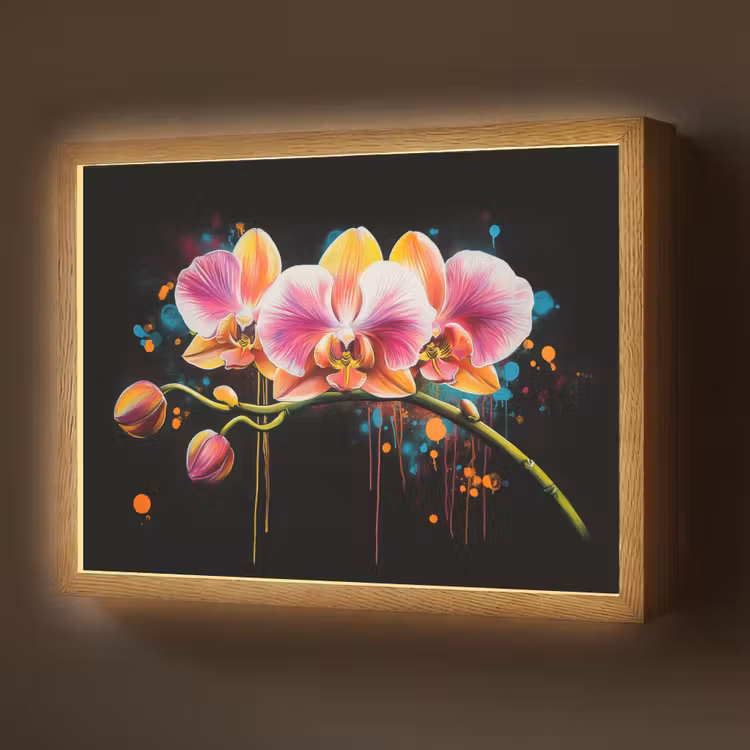 Lightbox - Wandlamp - Orchidee - Graffiti - Kleurrijk - Bloemen - Abstract — 1