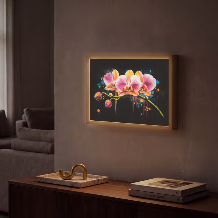 Lightbox - Wandlamp - Orchidee - Graffiti - Kleurrijk - Bloemen - Abstract — 2