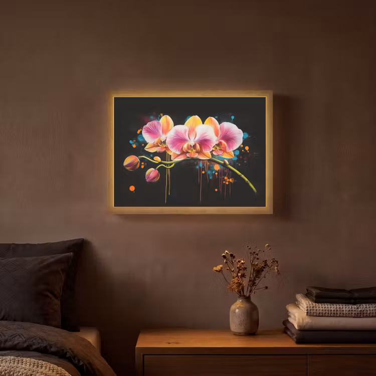 Lightbox - Wandlamp - Orchidee - Graffiti - Kleurrijk - Bloemen - Abstract — 3