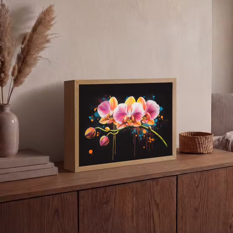 Lightbox - Wandlamp - Orchidee - Graffiti - Kleurrijk - Bloemen - Abstract — 4