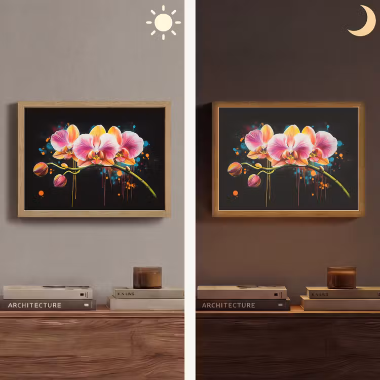 Lightbox - Wandlamp - Orchidee - Graffiti - Kleurrijk - Bloemen - Abstract — 6