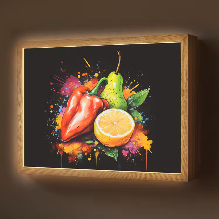 Lightbox - Wandlamp - Paprika - Peer - Citroen - Graffiti - Verf - Abstract — 1